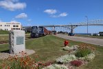 With the Blue Water Bridge looming, 1501 rolls past the location where Fort Gratiot once was